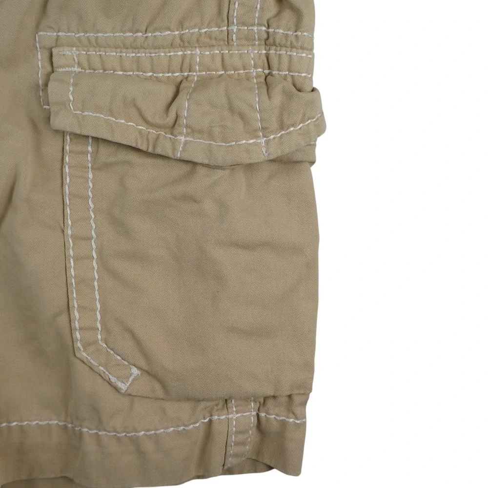 True Religion Shorts Mens 50 Tan Cargo Cotton Drawstring Flap Pocket Utility EUC